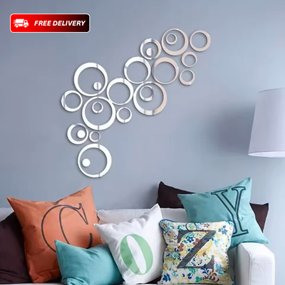 24 Pcs Acrylic Mirror 3d Wall Stickers Living Room Personalized Interior Decoration