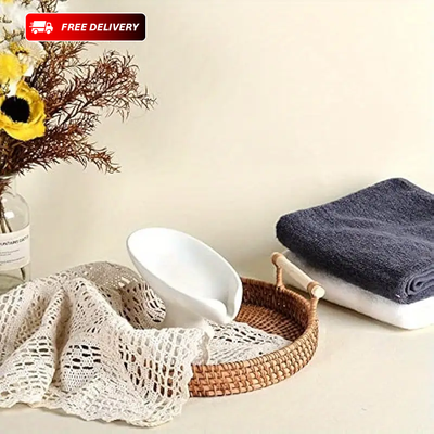Ceramic Soap Dish with Drain – Elevated Bathroom Sink Holder for Bar Soaps