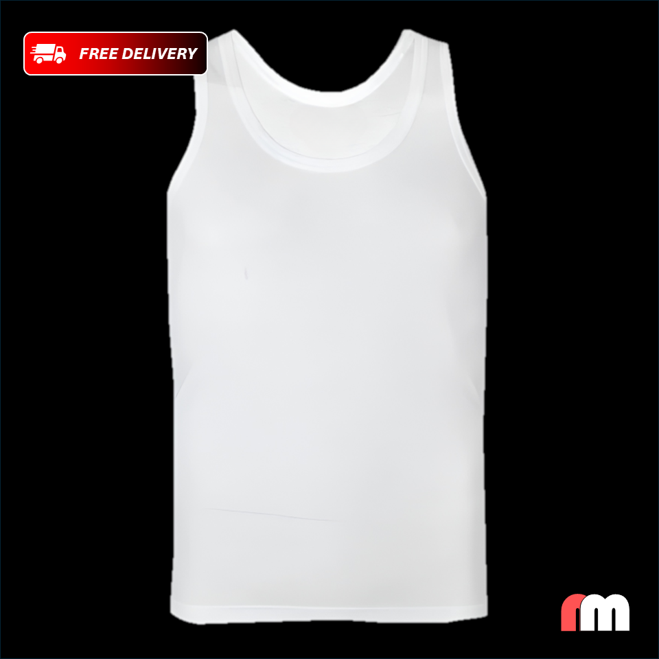 2pc - Men under garment White banyan Round Neck Sleeveless Plain/Solid Undershirt/Vest Men's Under vests