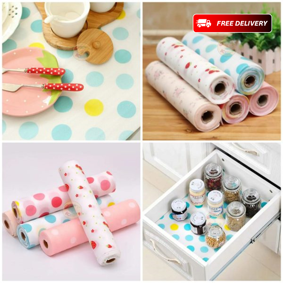 Polka Kitchen Foamic Sheet Roll – Antibacterial Non-Slip Liner