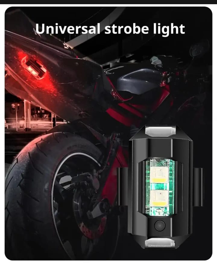 Universal Led Aircraft Strobe Lights Motorcycle Anti Collision Warning Light with USB Charging 7Colors Turn Signal Indicator