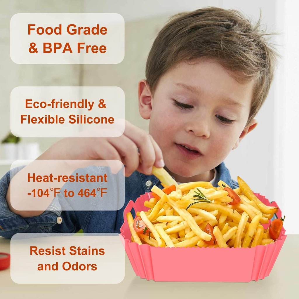 (1 pcs )Air Fryer Tray Silicone Liners | Silica Gel Baking Tray | Silicone Round Air Fryer Liner With Handle Non-stick Heat Resistant (Random color)