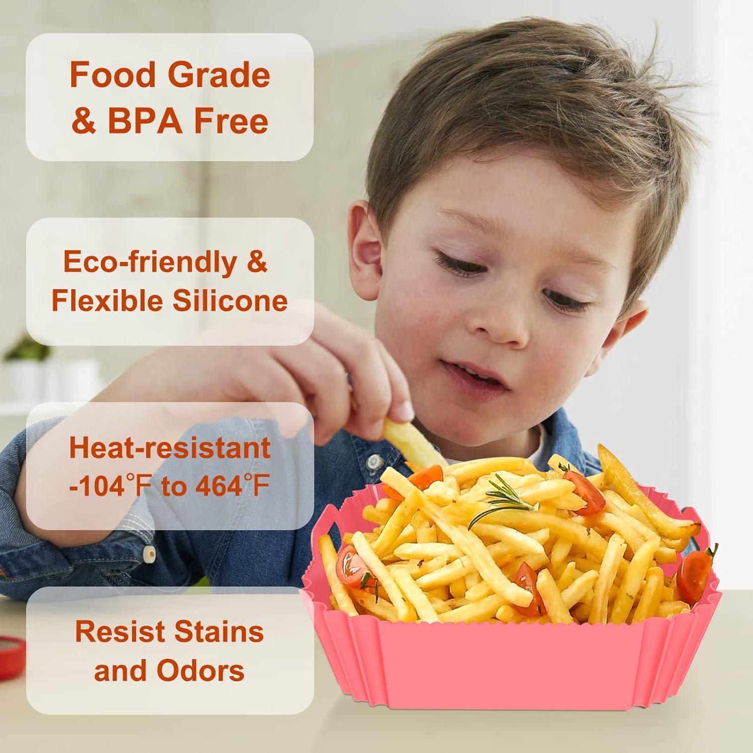 (1 pcs )Air Fryer Tray Silicone Liners | Silica Gel Baking Tray | Silicone Round Air Fryer Liner With Handle Non-stick Heat Resistant (Random color)