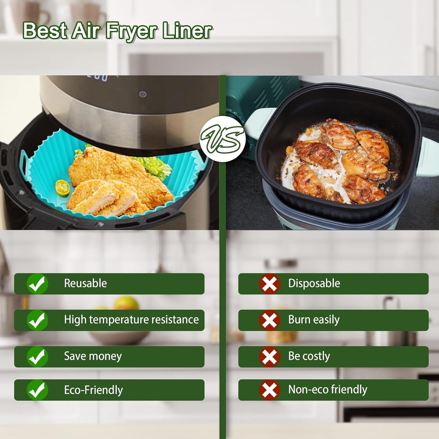(1 pcs )Air Fryer Tray Silicone Liners | Silica Gel Baking Tray | Silicone Round Air Fryer Liner With Handle Non-stick Heat Resistant (Random color)