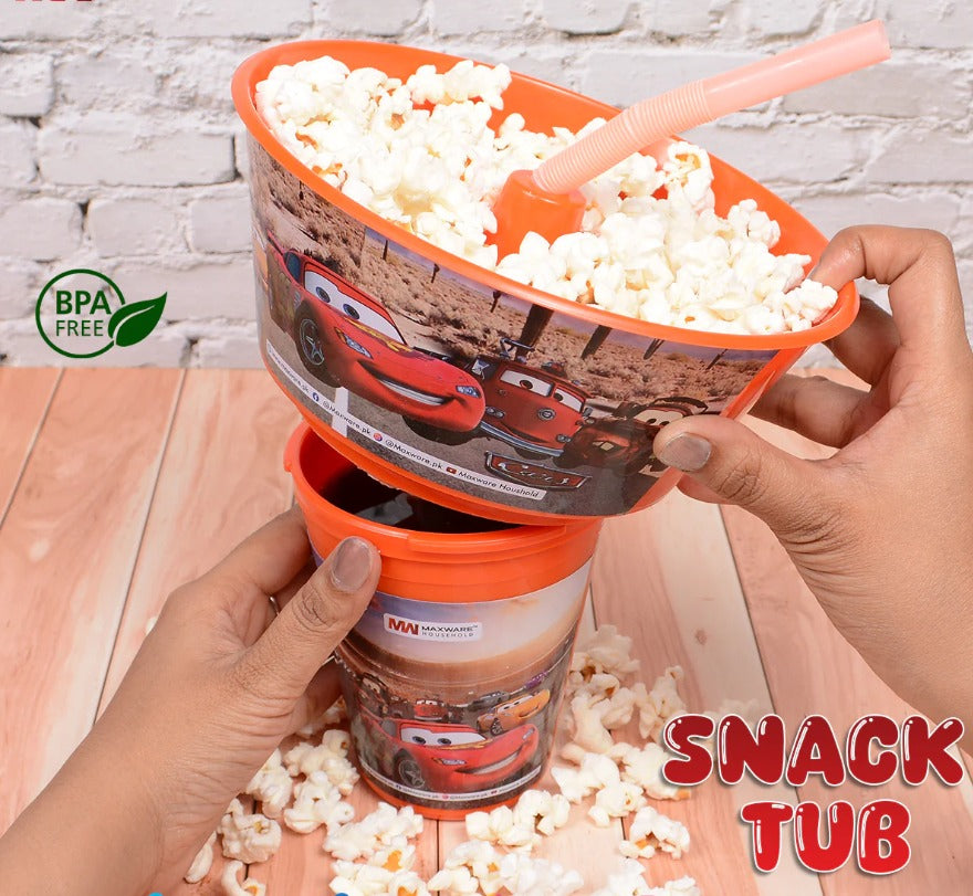 2 in 1 Snack Tub with Straw Glass For Kids Frozen Barbie Unicorn Encanto Roblox Characters For Kids (random color &amp; Character)