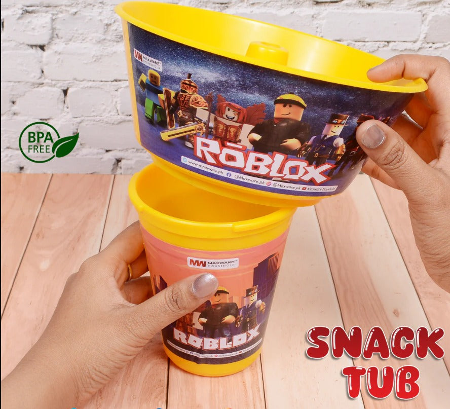 2 in 1 Snack Tub with Straw Glass For Kids Frozen Barbie Unicorn Encanto Roblox Characters For Kids (random color &amp; Character)