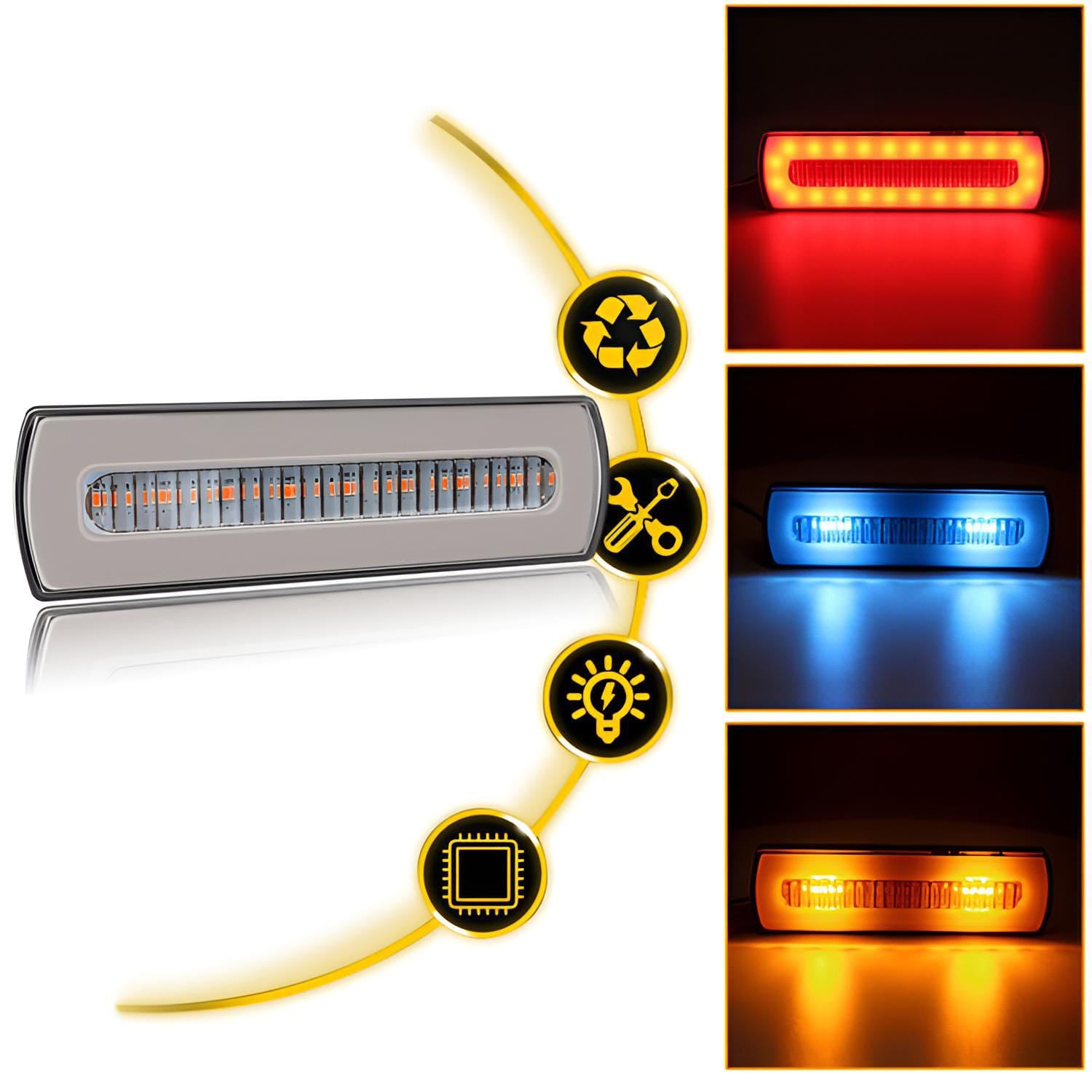 1 pc  LED Motorcycle Light Moto Rear Lights 40 LED Dual Color Light Guide Flow Direction Turning Brake Tail Lamp