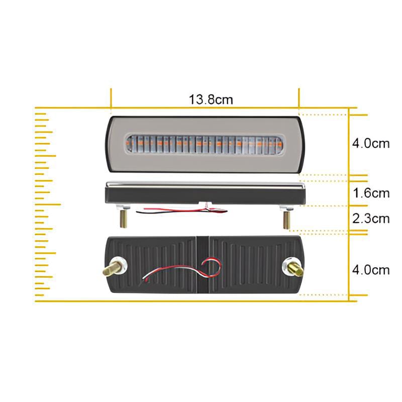 1 pc  LED Motorcycle Light Moto Rear Lights 40 LED Dual Color Light Guide Flow Direction Turning Brake Tail Lamp