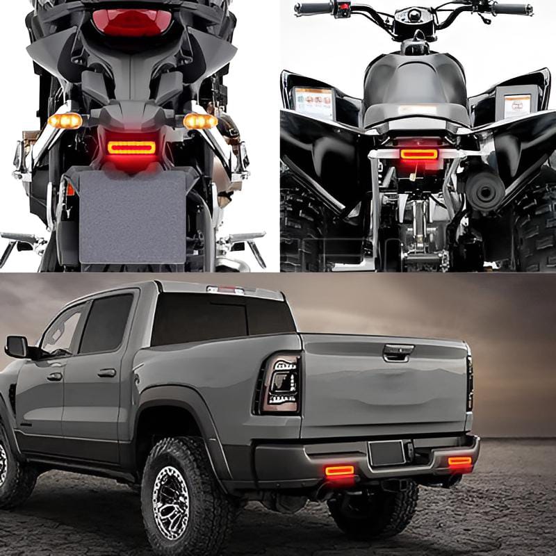 1 pc  LED Motorcycle Light Moto Rear Lights 40 LED Dual Color Light Guide Flow Direction Turning Brake Tail Lamp
