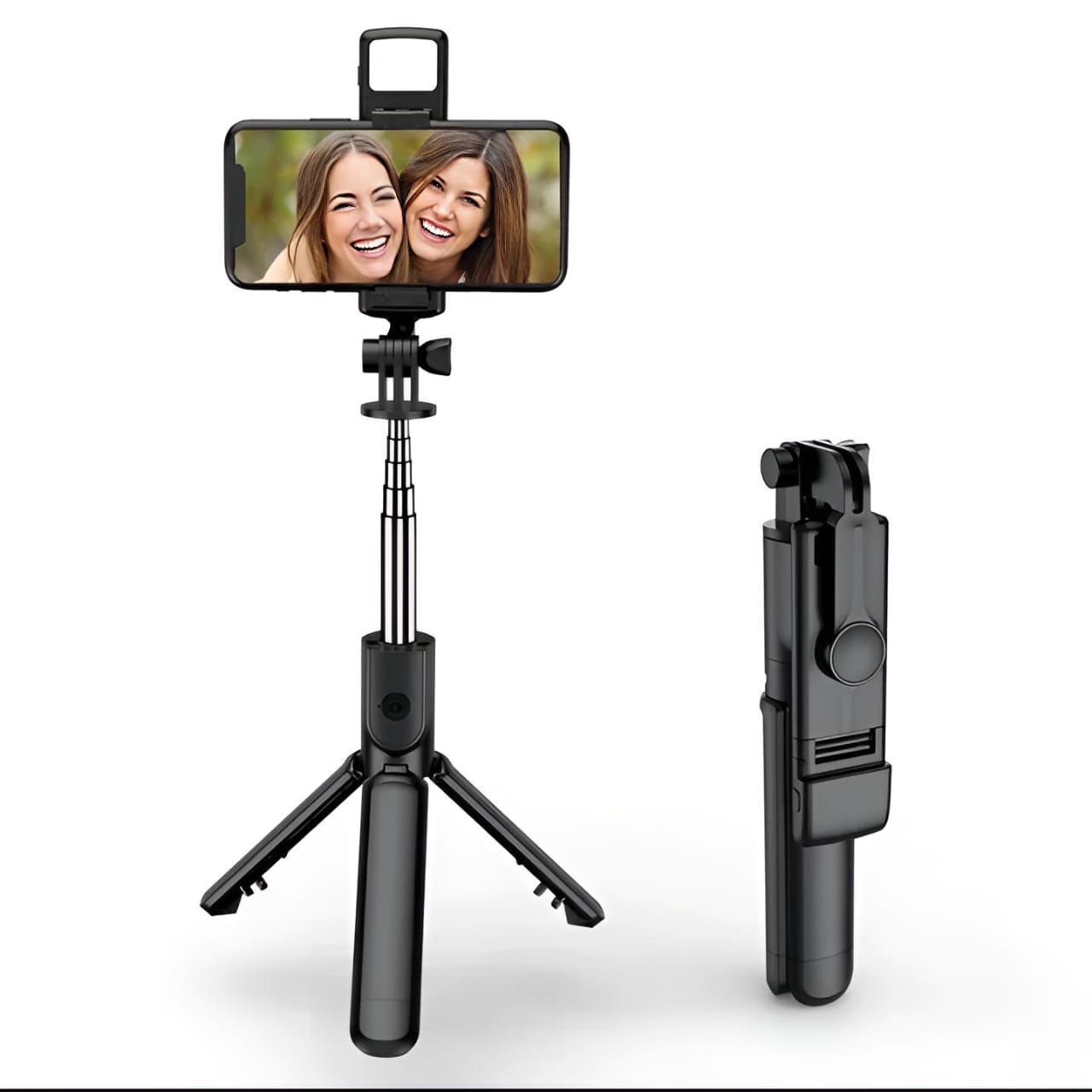 R1S Selfie Stick with Tripod | Bluetooth Foldable Selfie Rod with Remote Control for Phone Action Camera Iphone ï»¿with flash light