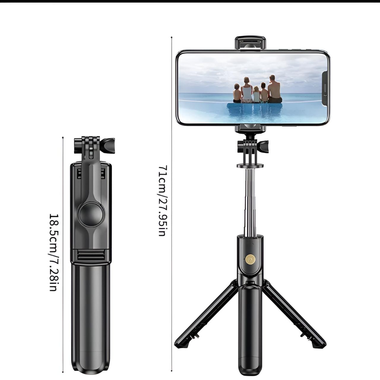 R1S Selfie Stick with Tripod | Bluetooth Foldable Selfie Rod with Remote Control for Phone Action Camera Iphone ï»¿with flash light