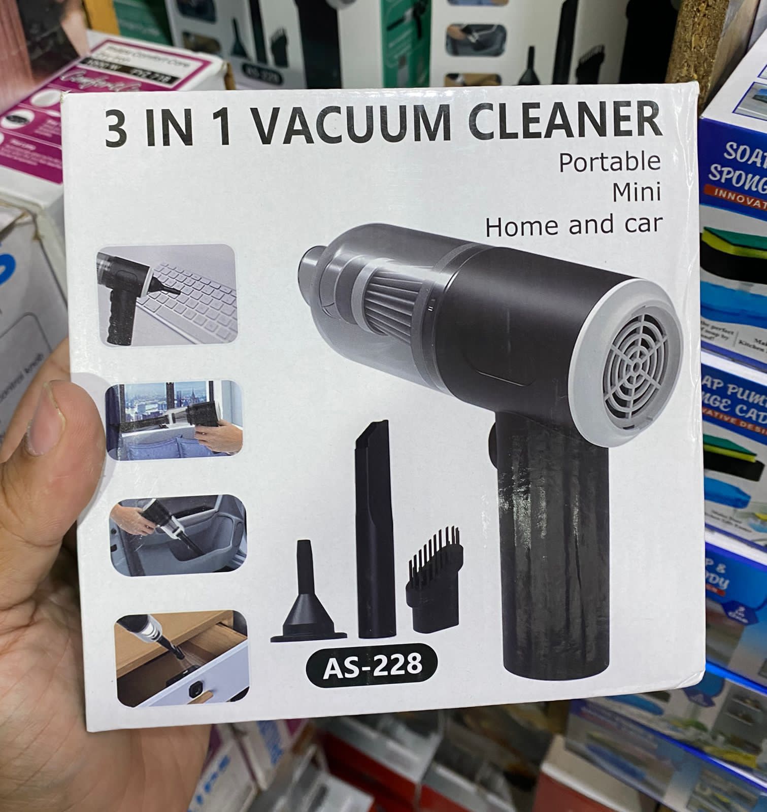 3 in 1 Portable Vacuum Cleaner Duster Blower Air Pump Wireless Hand-Held Cleaning For Car Home - AS 228