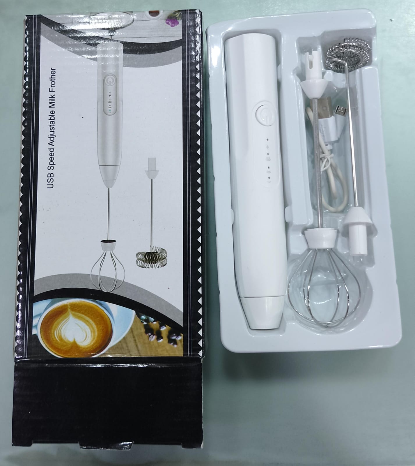 2 in 1 Electric Milk Frother Whisk Egg Beater USB Rechargeable Coffee Blender Household Milk Shaker Mixer Foamer Food Blender (random color)