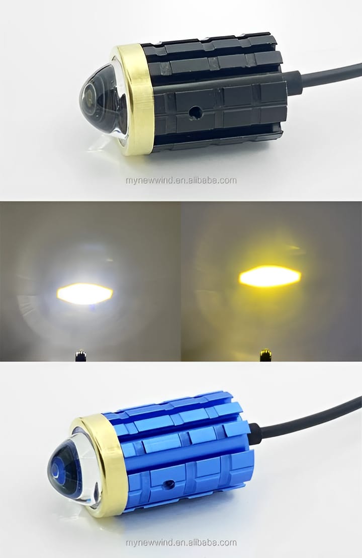 New Mini Driving Fog Light for All Motorcycle, Cars, Jeep 4 Functions White,Yellow,,Combo And Flasher Lens Projectors Auxiliary Light(Random Color)