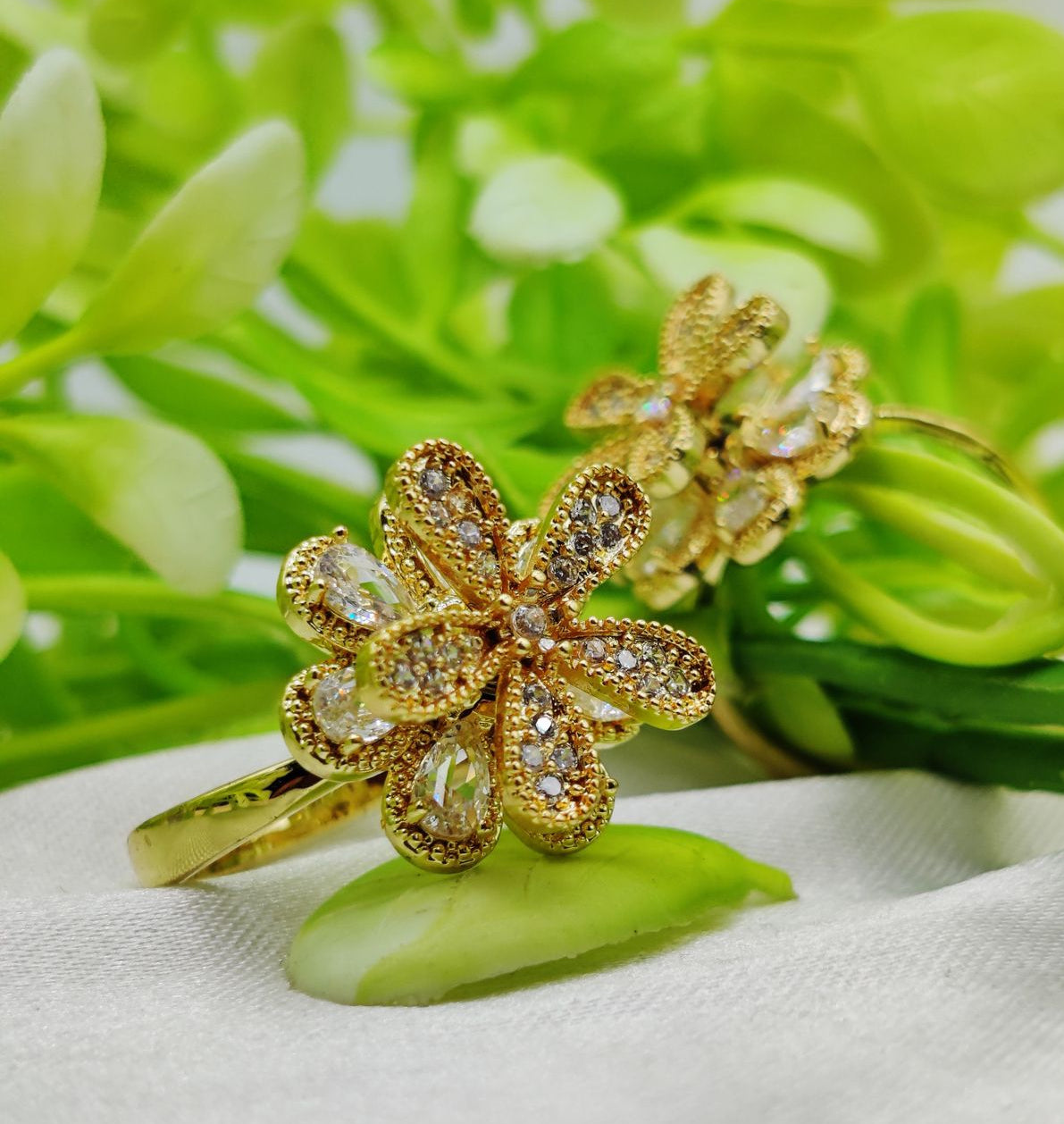 1 Piece Imported Blooming Elegance Adjustable Ring Set â€“ Two Radiant Color ðŸŒŸ | Luxurious Design Ring | Adjustable Ring | Ring For Girls &amp; Women âœ¨