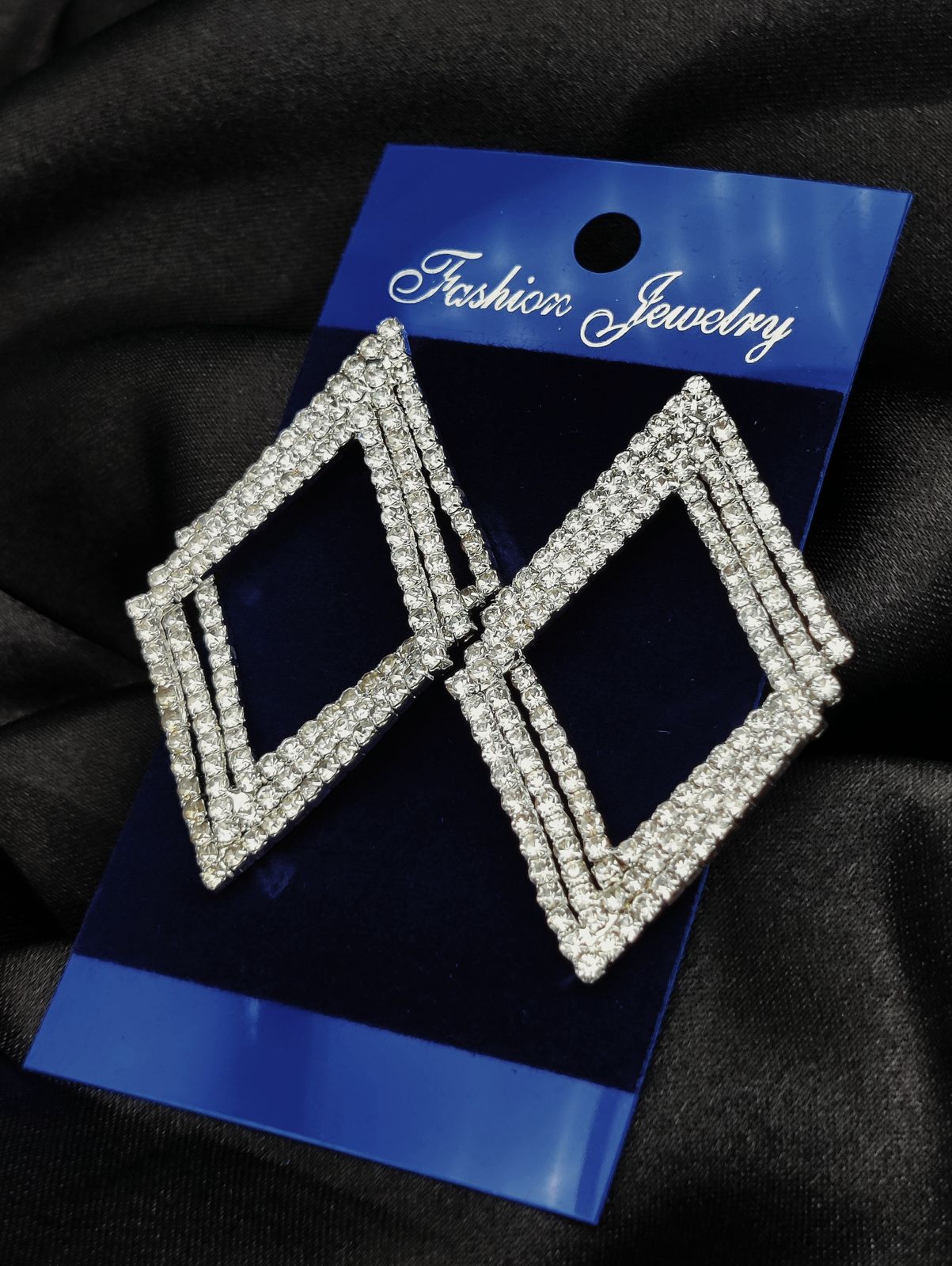 Imported Earrings In Multiple Design | Tarnish-Free Diamond-Shape, Heart Fringe, Long Heart Fringe, Radiant, Diamond Cascade Design Earrings| Luxury Look Artificial Earrings | Girls Earrings | Women Earrings ( Silver )