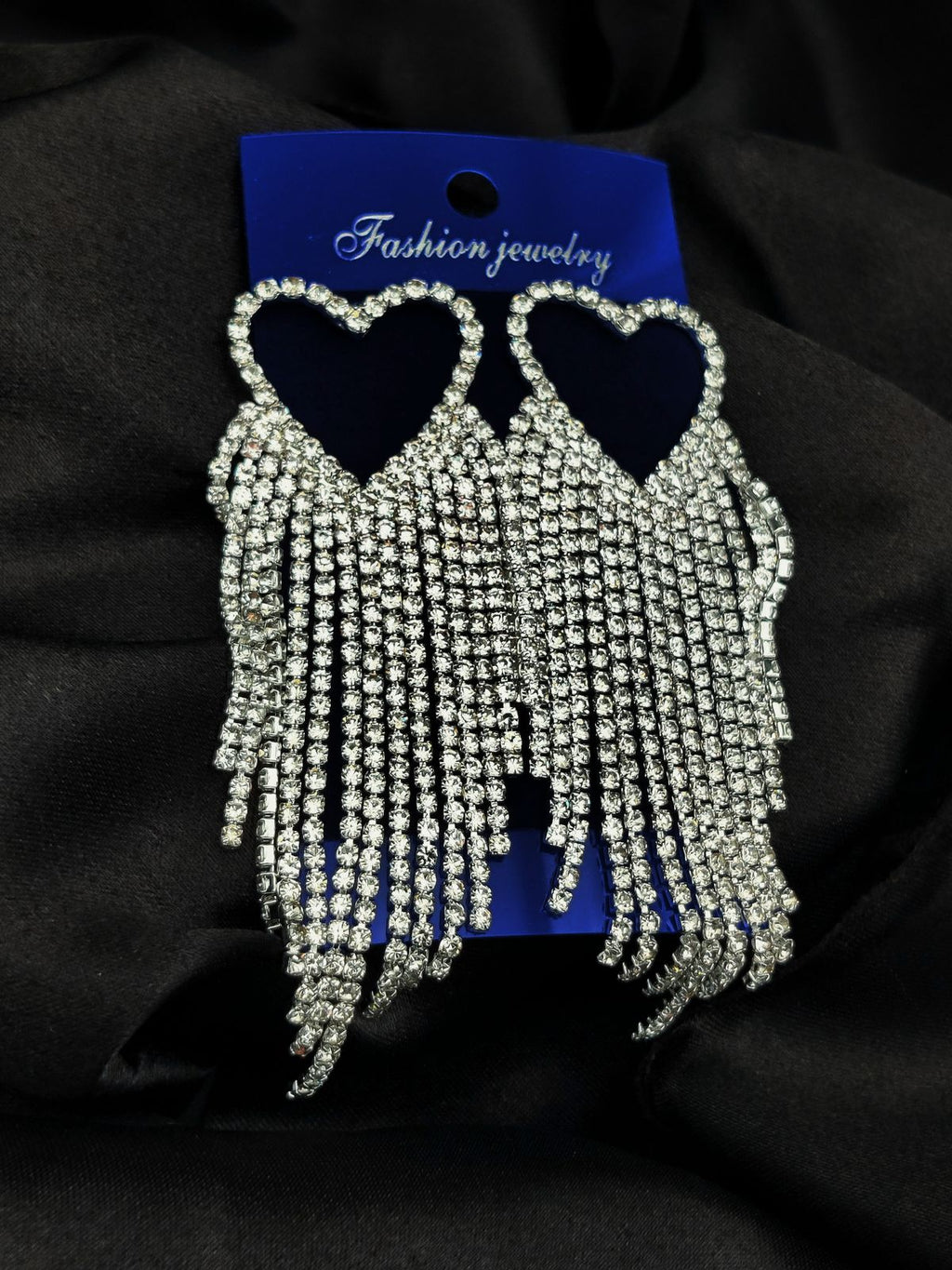 Imported Earrings In Multiple Design | Tarnish-Free Diamond-Shape, Heart Fringe, Long Heart Fringe, Radiant, Diamond Cascade Design Earrings| Luxury Look Artificial Earrings | Girls Earrings | Women Earrings ( Silver )