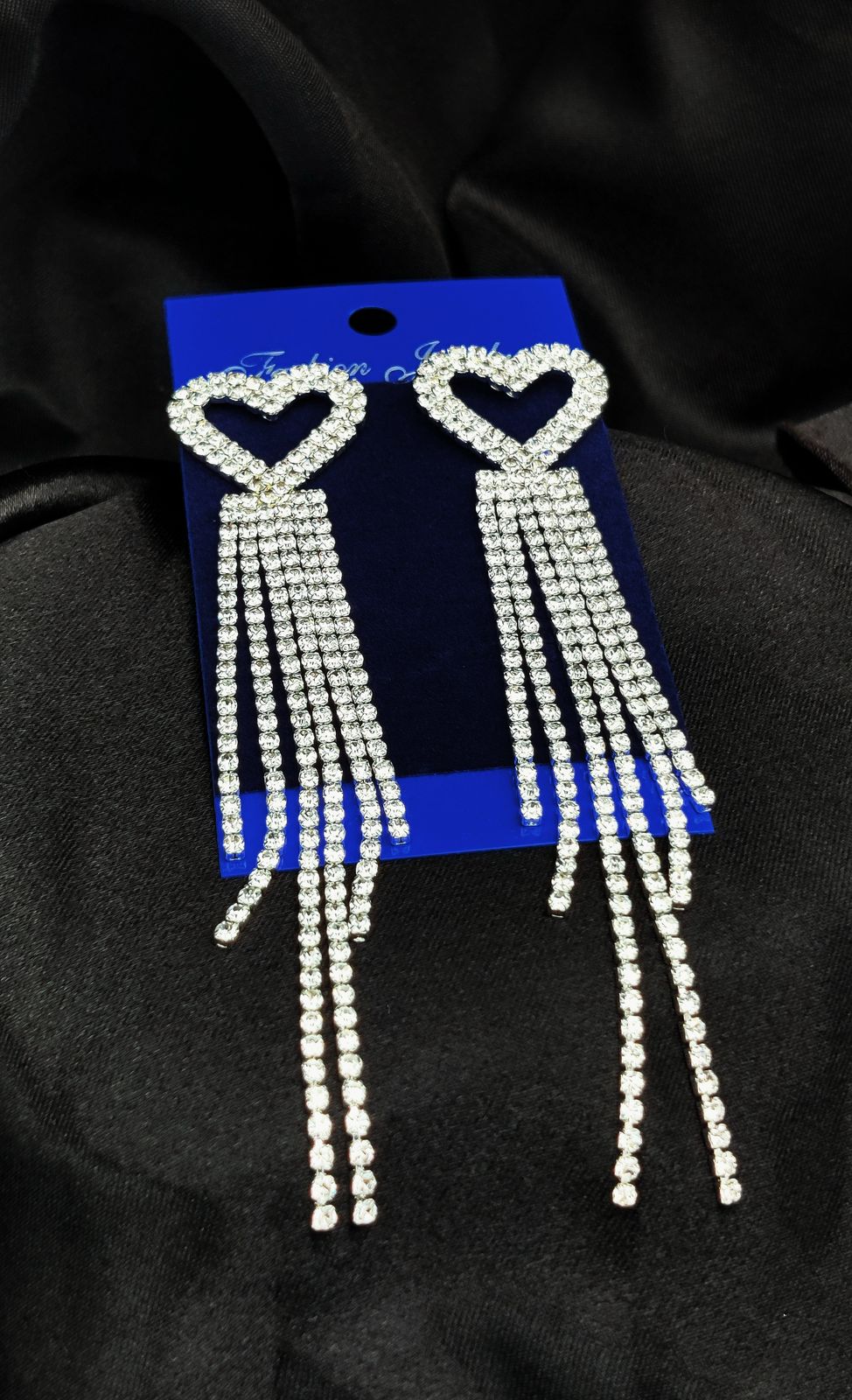 Imported Earrings In Multiple Design | Tarnish-Free Diamond-Shape, Heart Fringe, Long Heart Fringe, Radiant, Diamond Cascade Design Earrings| Luxury Look Artificial Earrings | Girls Earrings | Women Earrings ( Silver )