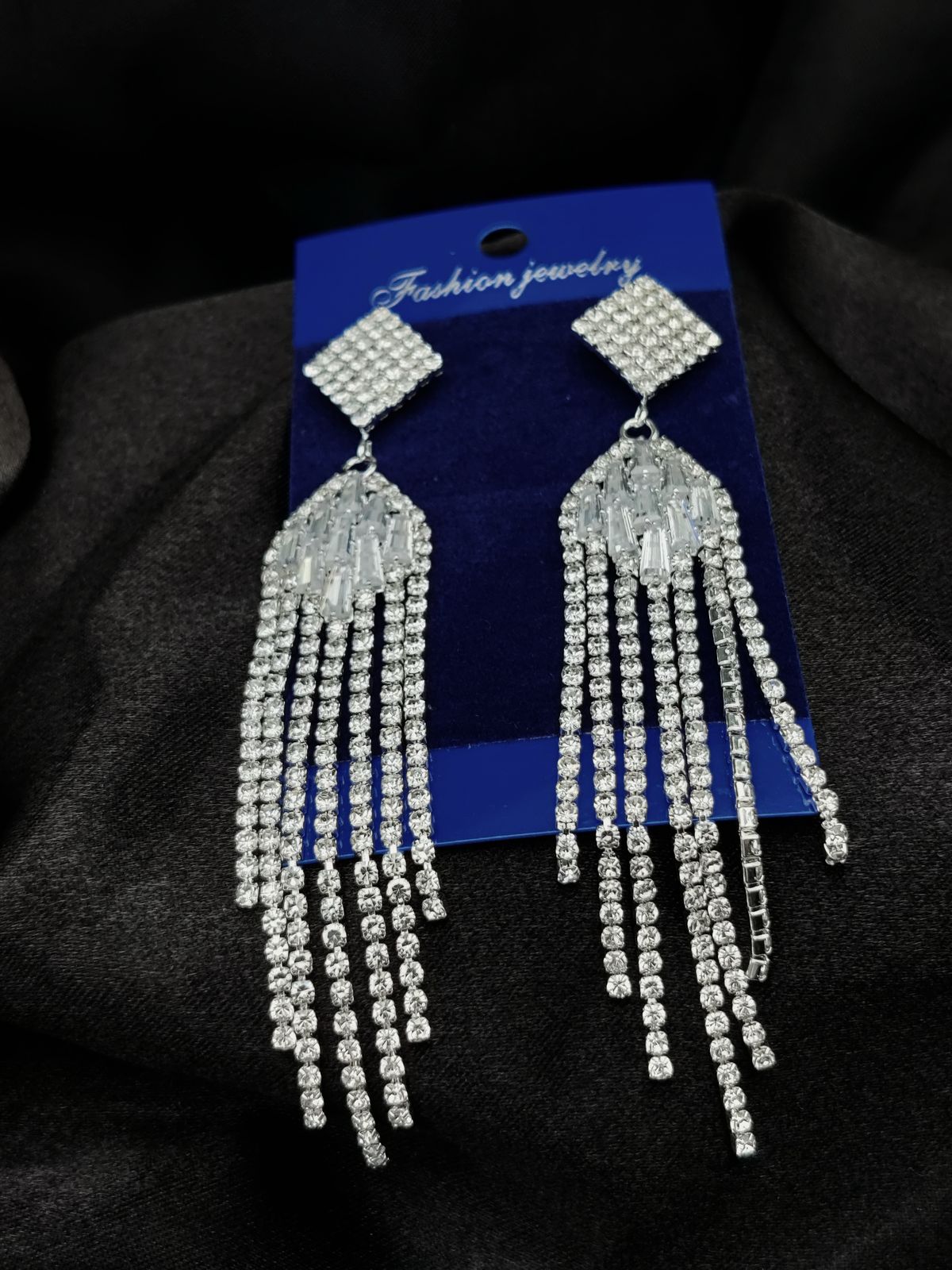 Imported Earrings In Multiple Design | Tarnish-Free Diamond-Shape, Heart Fringe, Long Heart Fringe, Radiant, Diamond Cascade Design Earrings| Luxury Look Artificial Earrings | Girls Earrings | Women Earrings ( Silver )