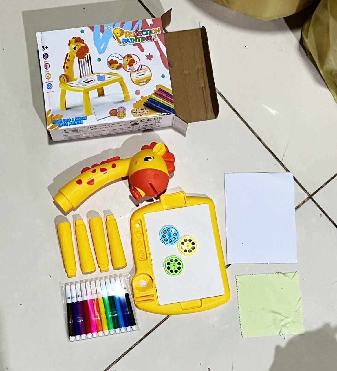 Giraffe Small Size Art Drawing Board Leds Projector Light Toy Children Kids Painting Table Small Desk  (with Box Packing)(Random Color)