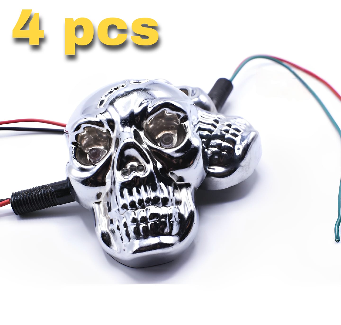 Universal Skull Head LED Turn Signal Indicators â€“ Set of 2/4 for Motorcycles 125cc and 70cc all bikes