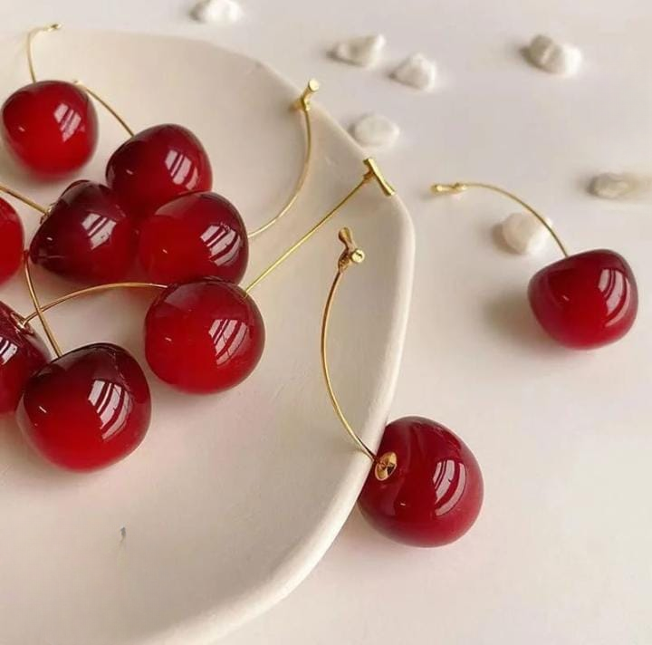 Trendy Korean Cherry Drop Earrings for Women ðŸ’ | Cute Long Stem Minimalist Red Cherry Earrings | Aesthetic Statement Jewelry for Casual &amp; Party Outfits