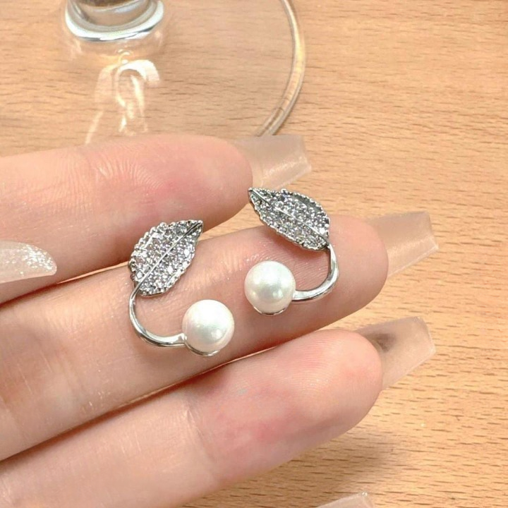 Leaf Pearl Earrings - Classy and Feminine Jewelry for Daily &amp; Party Wear - Studs For Girls And Womens