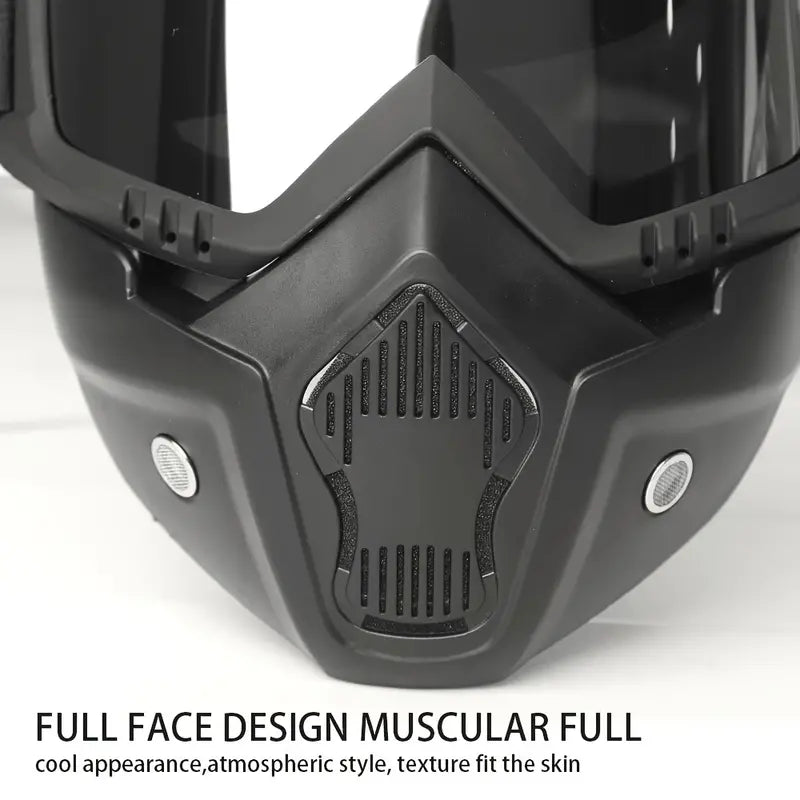 Motorcycle Goggles with Removable Full Face Mask Riding Glasses Dirt Bike ATV Motocross Detachable Eyewear (Random glass Shade)