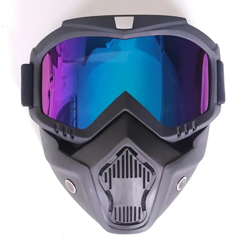 Motorcycle Goggles with Removable Full Face Mask Riding Glasses Dirt Bike ATV Motocross Detachable Eyewear (Random glass Shade)