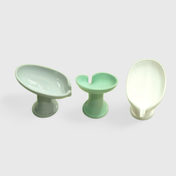 Ceramic Soap Dish with Drain – Elevated Bathroom Sink Holder for Bar Soaps