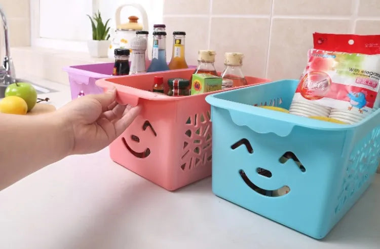 Smile basket Without cap pack off 3 | Storage Organizer Basket |  Multipurpose Baskets For Kitchen, Home, Office &amp; Bathroom (Random color)