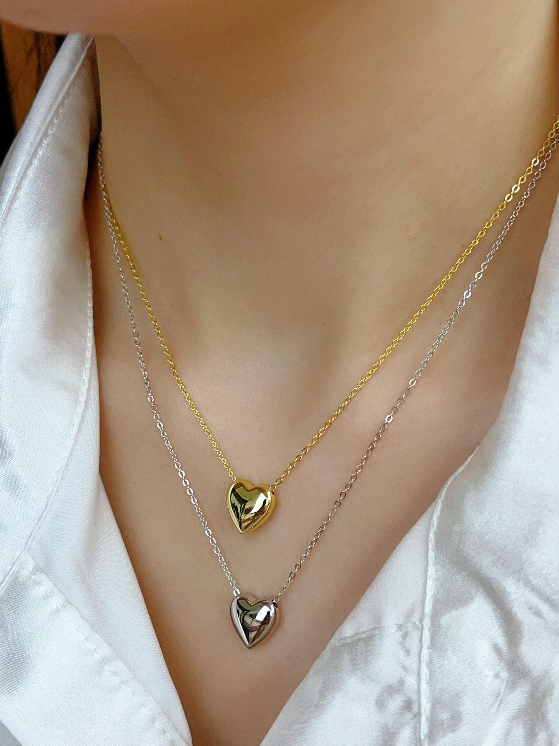 Stainless Steel Heart Shape Necklace |Â  Love Heart Pendant Necklace | Girls &amp; Women Fashion