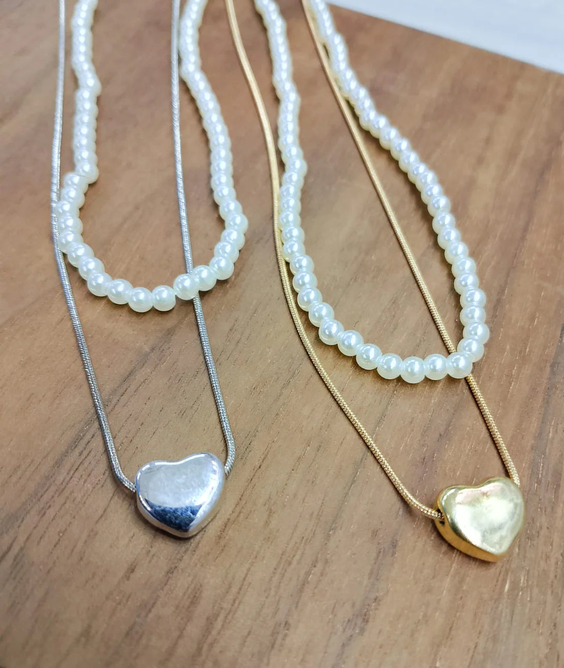 Elegant double Layer Heart pearl Pendent / Necklace Party Jewelry Gifts Accessories for Women
