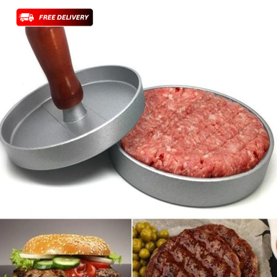 Stainless Steel Burger Press Patty Maker – Non-Stick Hamburger Mold with 100 Patty Paper