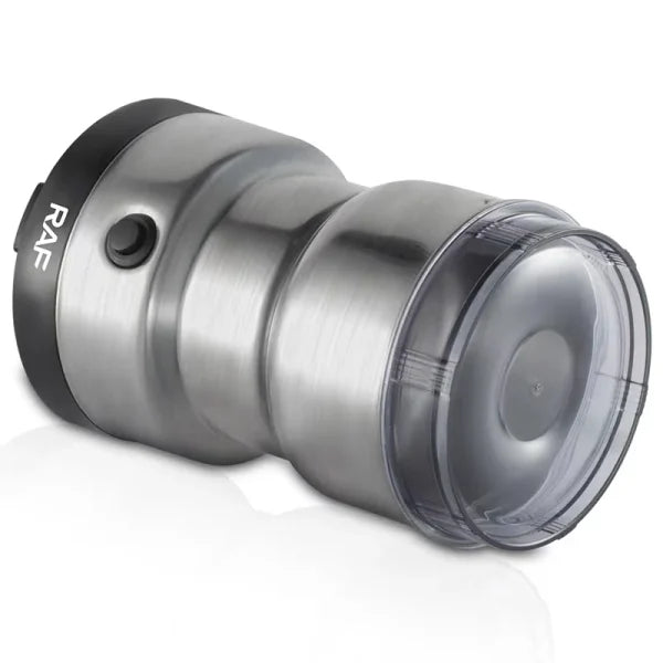 RAF Electric Coffee & Spice Grinder – Stainless Steel Bowl, 100g Capacity, Push Button Control