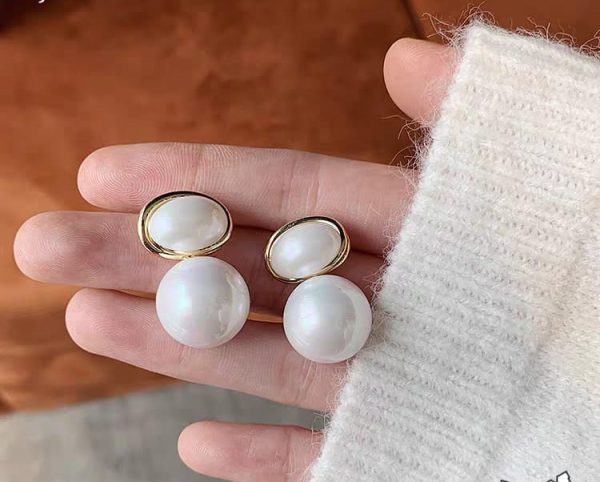 Oval Marble Korean Style Elf Earrings – Unique Mystical Design for Women & Girls