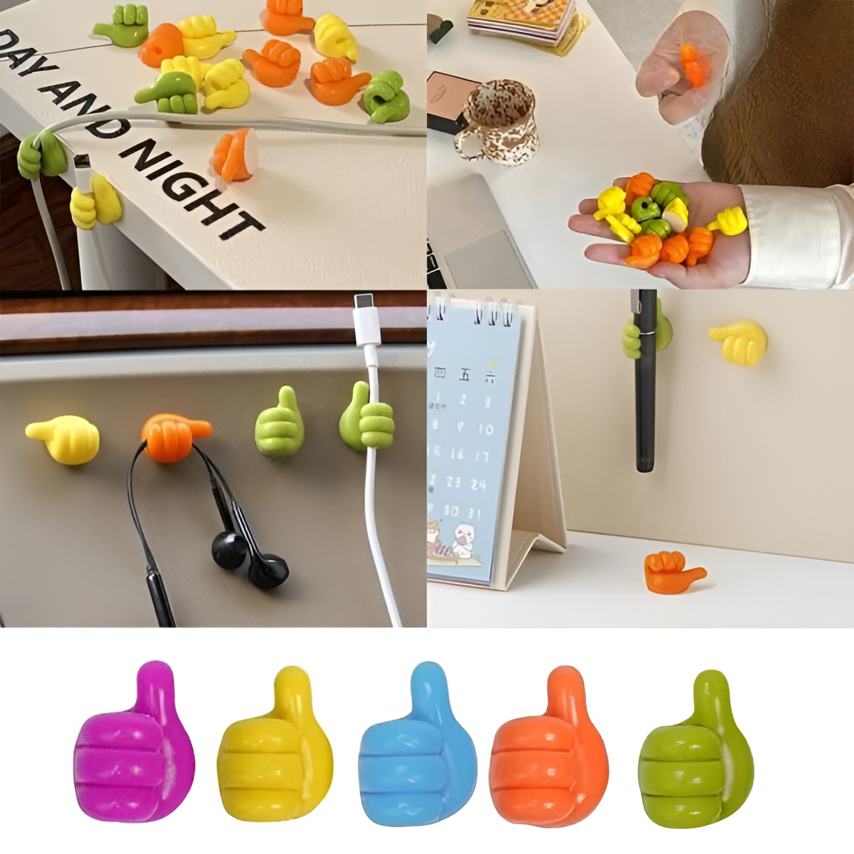 10pc - Thumb Wall Hook Wall Decoration Hook Creative Silicone Thumb Key Hanger Hooks (random color)