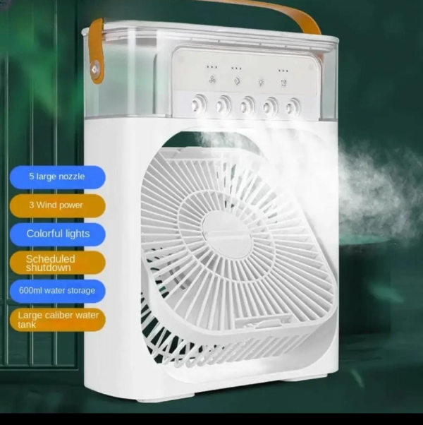 Portable Air Conditioner Fan: USB Electric Fan with LED Night Light, Fine Mist Water, and Humidifier Function | Led Night Light Water Mist (Random Color)