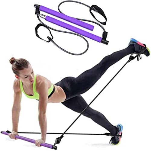 Portable Pilates Studio Yoga Gym Exercise Resistance Band Elastic Home Pilates Bar Stick Fitness Rope(Random Colours)