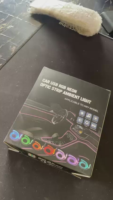 2 Meter RGB Neon LED Strip Light for Car, USB Powered, Multicolor Interior Decoration