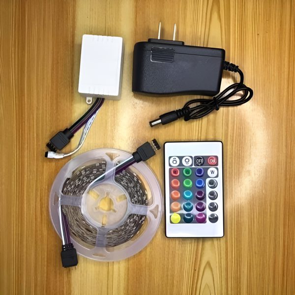 Remote-Control RGB LED Light Strip with Adapter – 16 Color Modes & Easy Setup