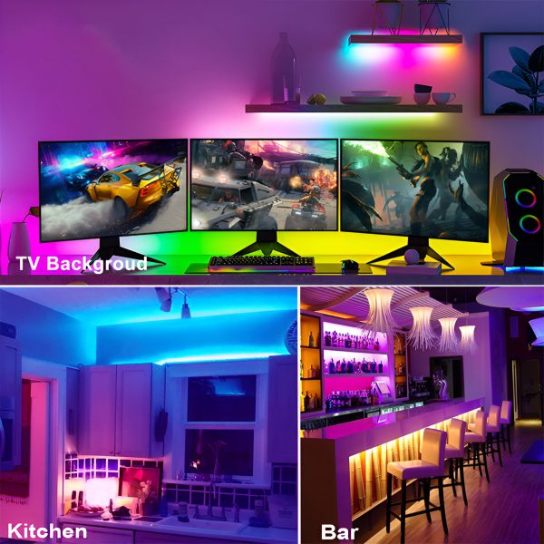 Remote-Control RGB LED Light Strip with Adapter – 16 Color Modes & Easy Setup