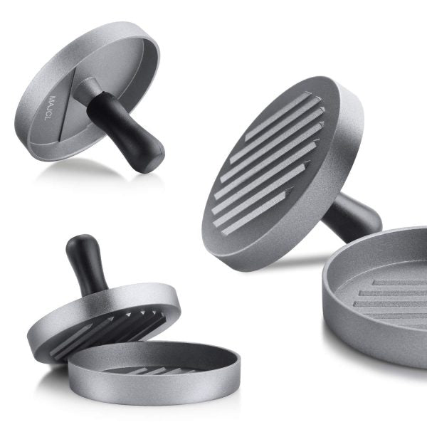 Stainless Steel Burger Press Patty Maker – Non-Stick Hamburger Mold with 100 Patty Paper
