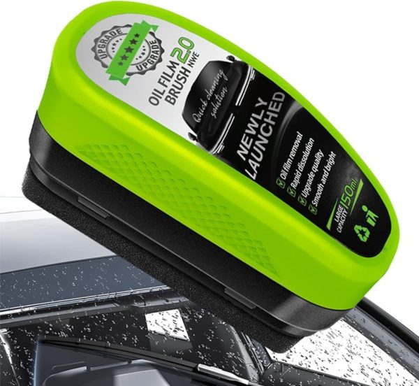 Hydrophobic Glass Coating Cleaner with Brush – Oil Film Remover for Car & Home