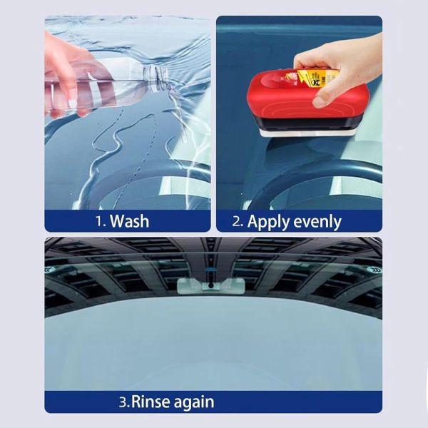 Hydrophobic Glass Coating Cleaner with Brush – Oil Film Remover for Car & Home